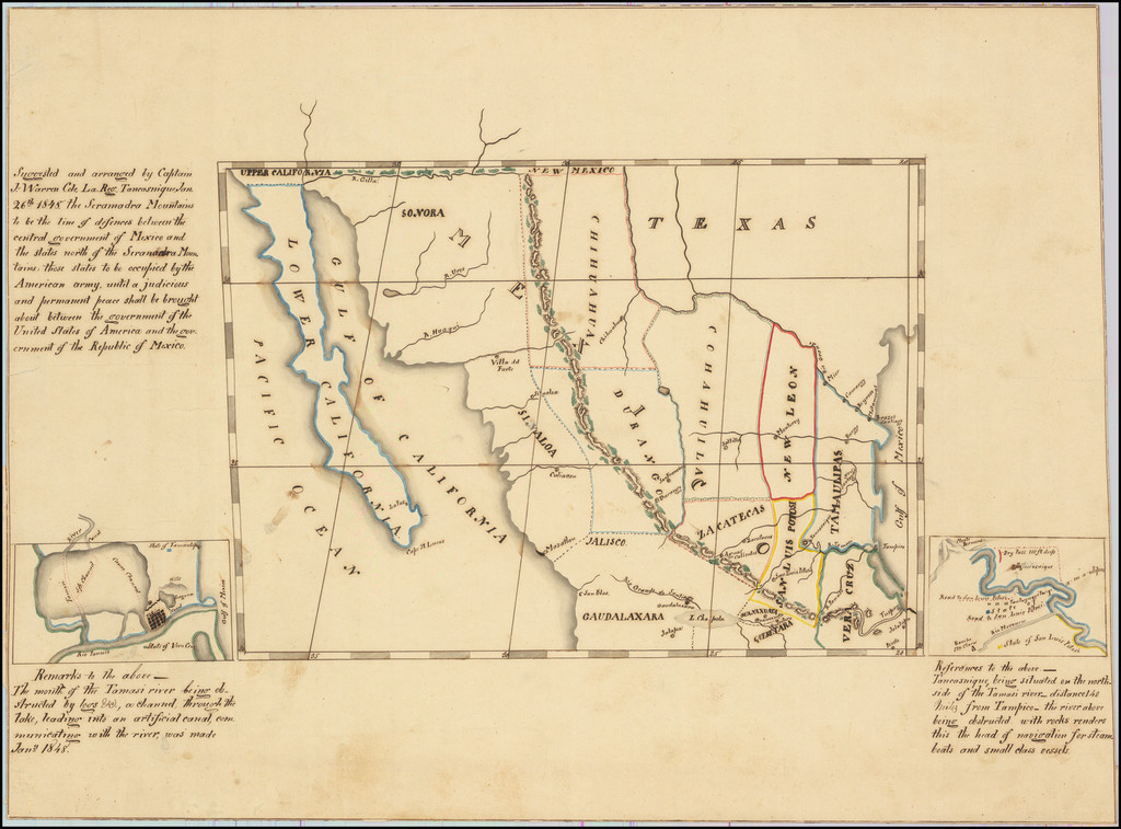 Texas, Southwest, Arizona, New Mexico, Mexico, Baja California and California Map By John William Cole