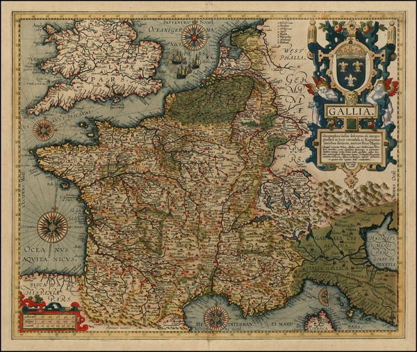 68-France Map By Abraham Ortelius / Johannes Baptista Vrients