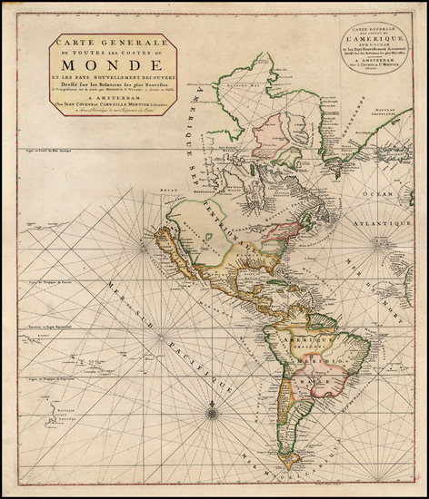 68-Western Hemisphere, South America, New Zealand and America Map By Johannes Covens  &  Corne