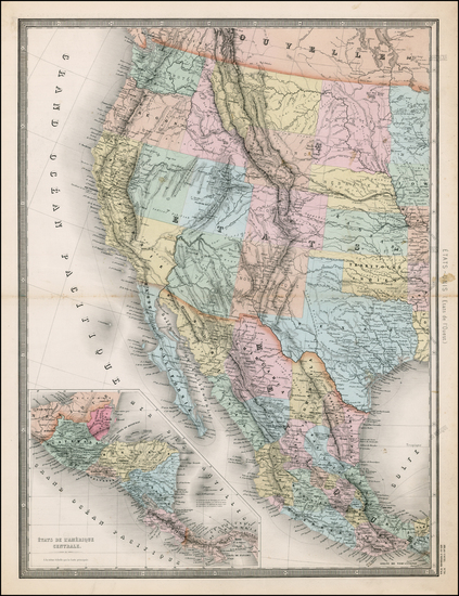 26-Plains, Southwest, Rocky Mountains and California Map By J. Andriveau-Goujon