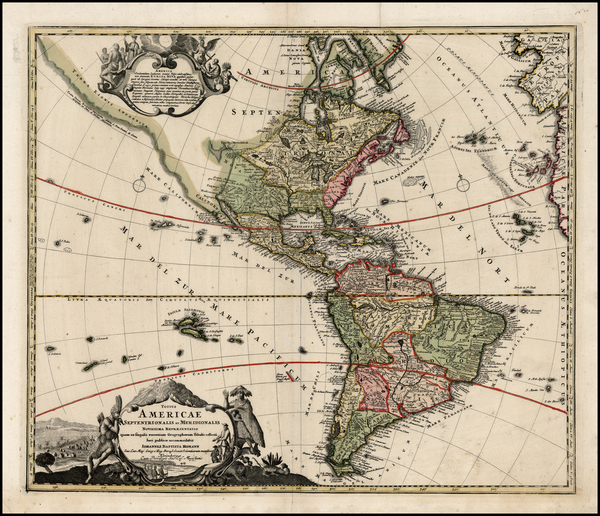 48-Western Hemisphere, South America and America Map By Johann Baptist Homann