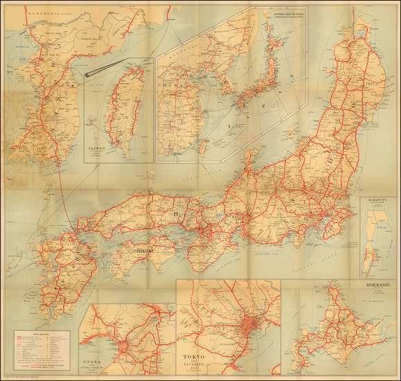 59-China, Japan and Korea Map By Japanese Government Railways