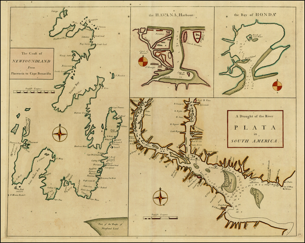 20-Caribbean, Central America, South America and Canada Map By John Senex / Edmond Halley / Nathan