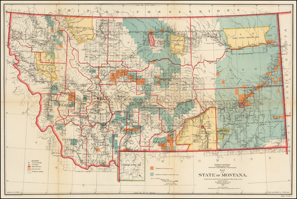 83-Plains, Rocky Mountains and Montana Map By U.S. General Land Office