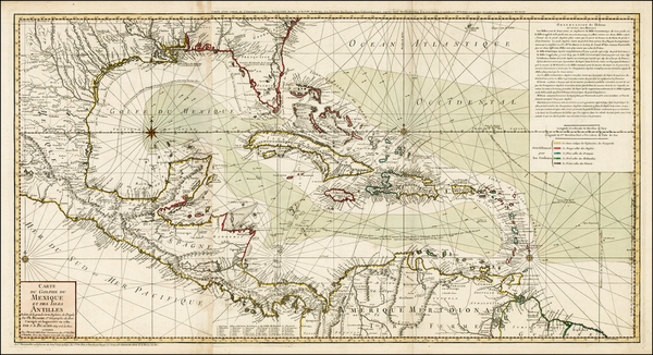 12-Florida, South, Southeast, Texas, Mexico, Caribbean and Central America Map By Philippe Buache 