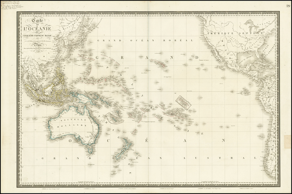 46-Australia & Oceania, Pacific, Oceania, Hawaii and Other Pacific Islands Map By Adrien-Huber