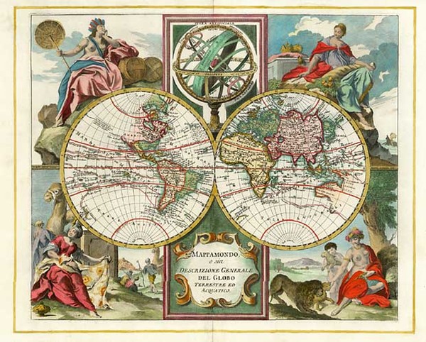 20-World and World Map By Giambattista Albrizzi