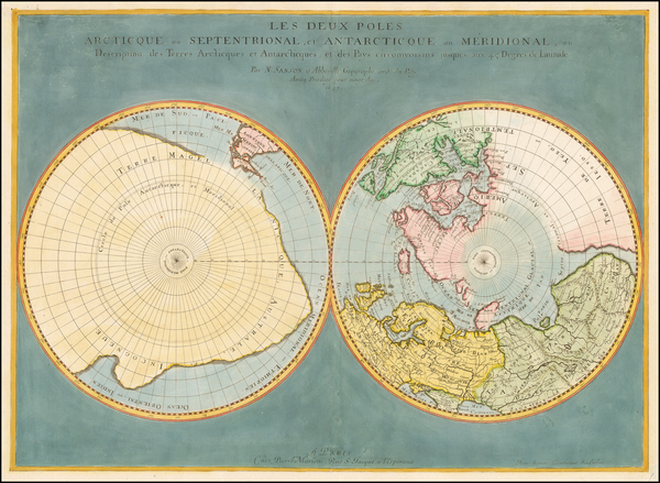 92-World, World and Polar Maps Map By Nicolas Sanson