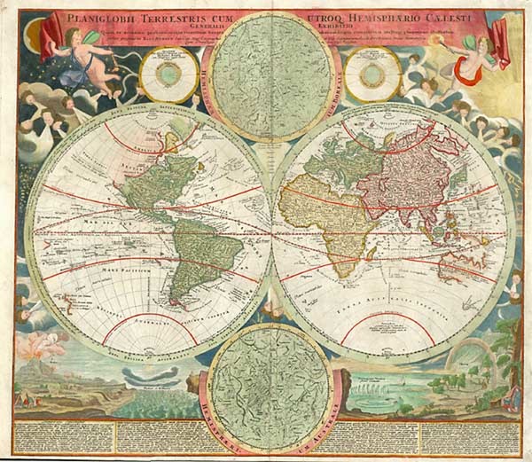 72-World, World, Celestial Maps and Curiosities Map By Johann Baptist Homann