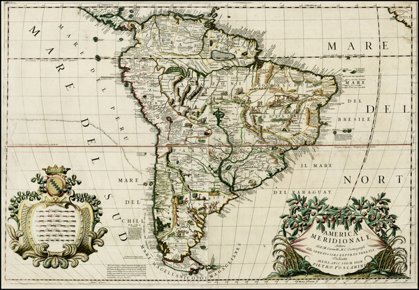 34-South America Map By Vincenzo Maria Coronelli