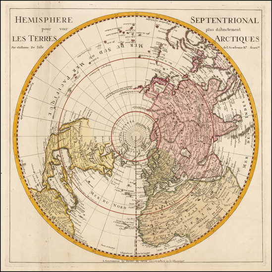 7-Northern Hemisphere, Polar Maps and Pacific Map By Hendrick De Leth / Guillaume De L'Isle