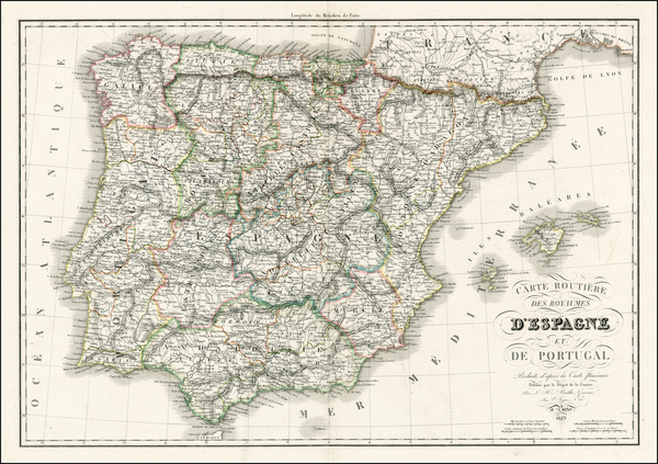 43-Spain and Portugal Map By Adrien-Hubert Brué