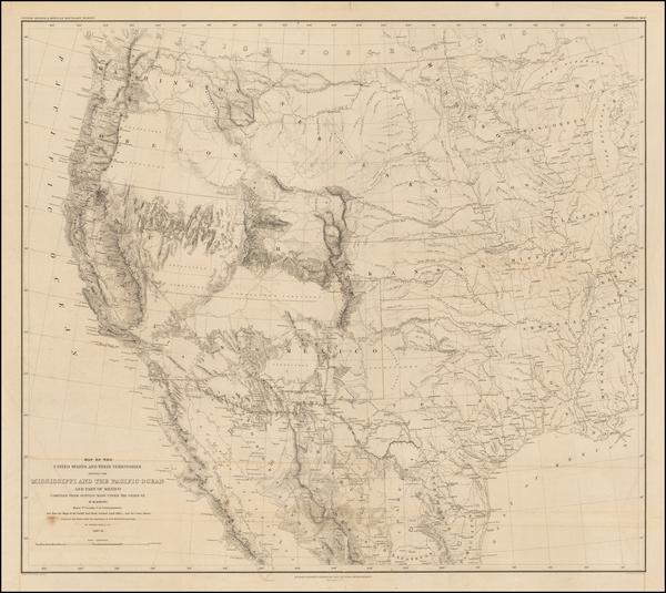 68-Texas, Plains, Southwest, Rocky Mountains and California Map By William Hemsley Emory