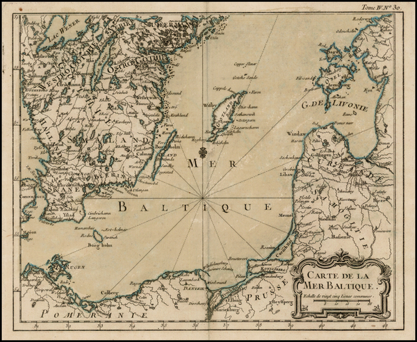 33-Baltic Countries Map By Jacques Nicolas Bellin