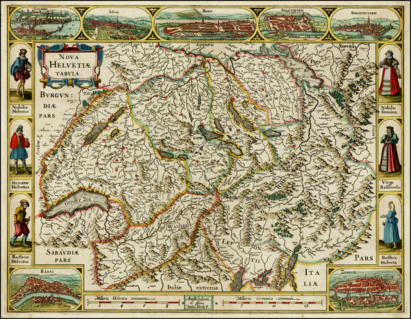 36-Switzerland Map By Jodocus Hondius