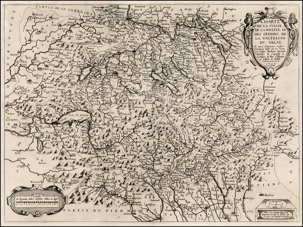 84-Switzerland and Italy Map By Melchior Tavernier