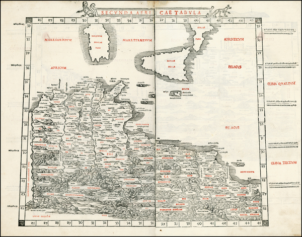 59-Mediterranean, North Africa and Balearic Islands Map By Bernardus Sylvanus