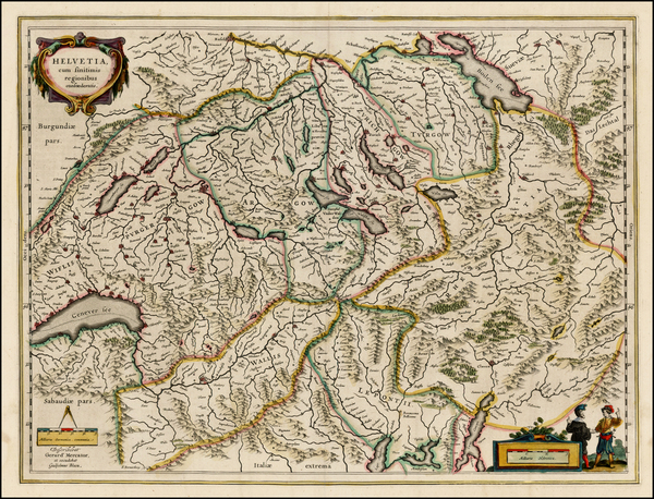 65-Switzerland Map By Willem Janszoon Blaeu