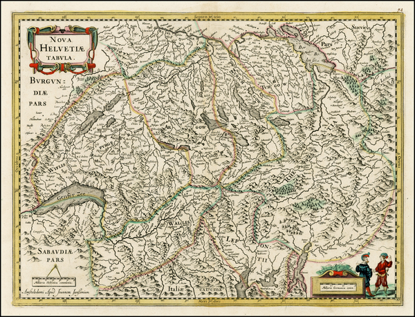 75-Switzerland Map By Jodocus Hondius / Jan Jansson