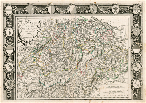 63-Switzerland Map By Giovanni Antonio Rizzi-Zannoni