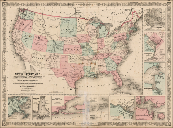 97-United States Map By Benjamin P Ward  &  Alvin Jewett Johnson