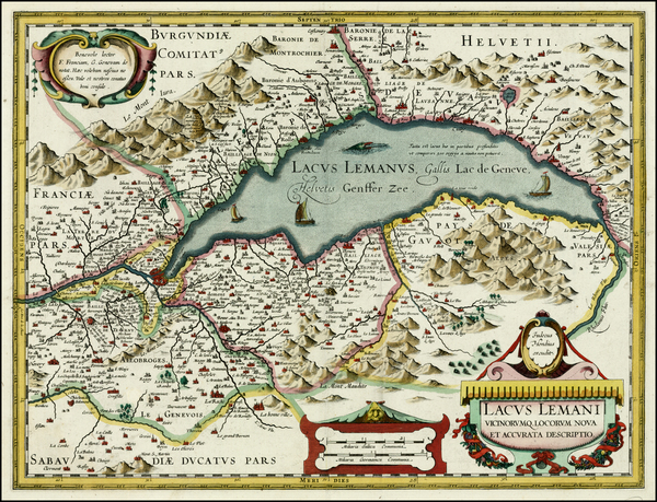 88-Switzerland and France Map By Jodocus Hondius