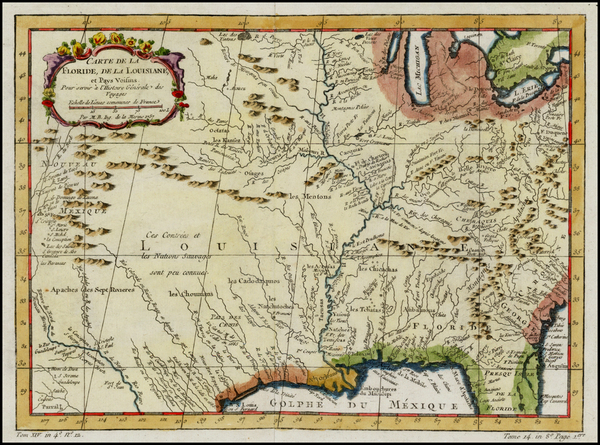 16-South, Southeast, Texas, Midwest, Plains and Southwest Map By Jacques Nicolas Bellin