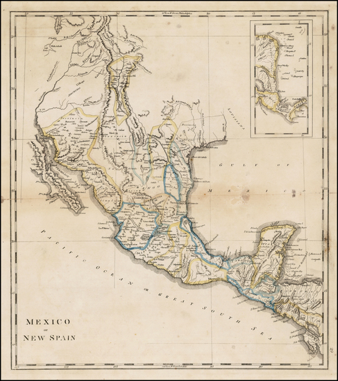 35-Texas, Southwest, Rocky Mountains and Mexico Map By Mathew Carey