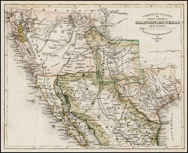 50-Texas, Southwest, Rocky Mountains, Mexico and California Map By Joseph Meyer