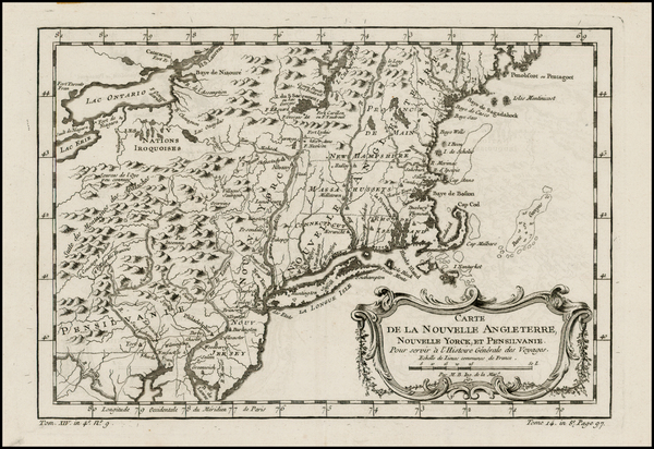 50-New England and Mid-Atlantic Map By Jacques Nicolas Bellin