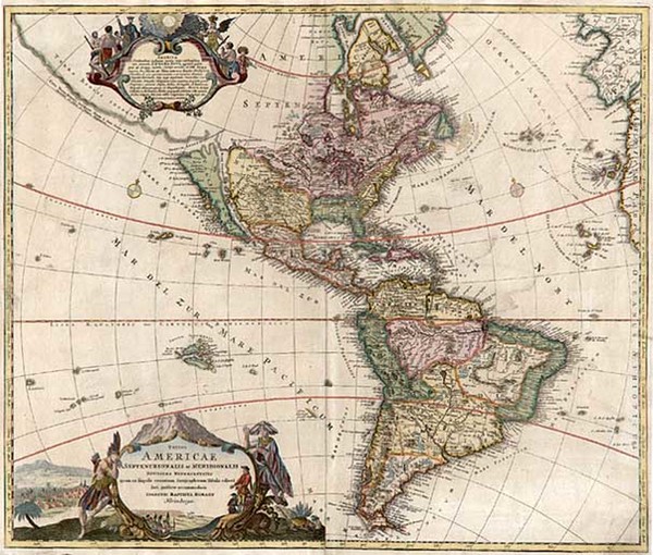 49-World, Western Hemisphere, South America and America Map By Johann Baptist Homann