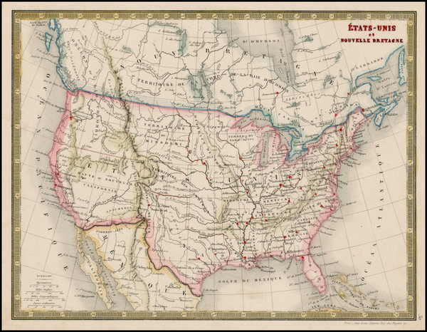 72-United States and Canada Map By Alexandre Vuillemin  &  Charles V. Monin