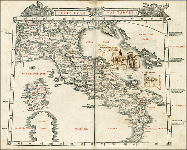 32-Balkans, Italy and Balearic Islands Map By Bernardus Sylvanus