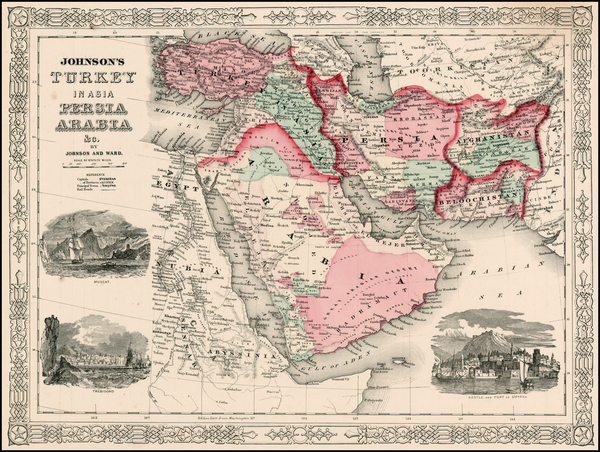 2-Asia, Middle East and Turkey & Asia Minor Map By Benjamin P Ward  &  Alvin Jewett Johns