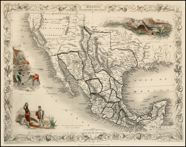 96-Texas, Southwest, Rocky Mountains, Mexico and California Map By John Tallis