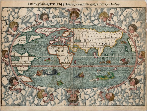 57-World and World Map By Sebastian Munster