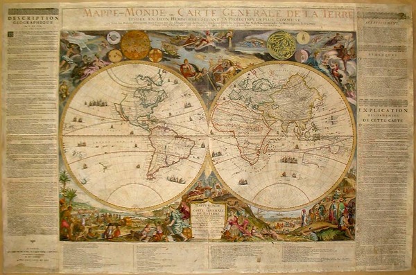 19-World, World, Celestial Maps and Curiosities Map By Nicolas de Fer