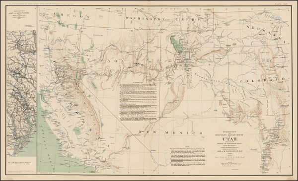 93-Southwest, Nevada, Rocky Mountains, Utah and California Map By Julius Bien & Co.