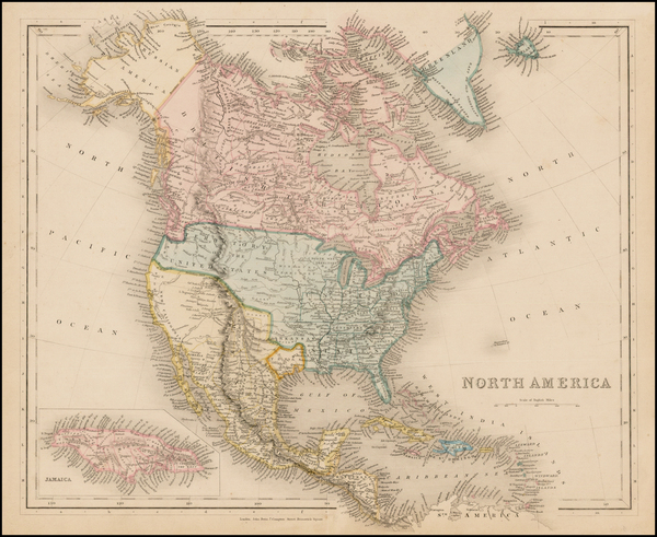 82-Texas and North America Map By Matthaus Seutter