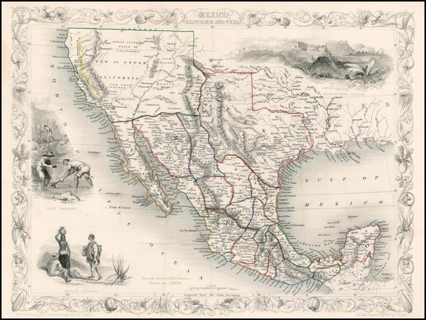 91-Texas, Southwest, Rocky Mountains, Mexico and California Map By John Tallis