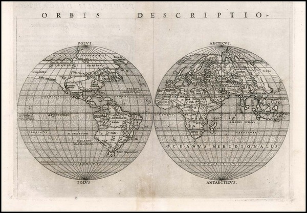 90-World and World Map By Girolamo Ruscelli