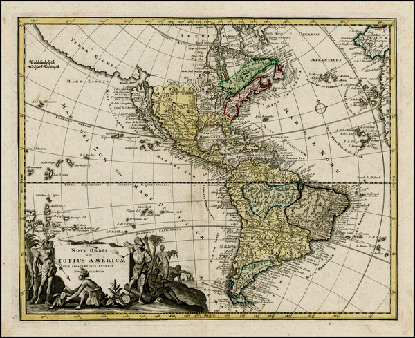 3-Western Hemisphere, South America and America Map By Johann Christoph Weigel