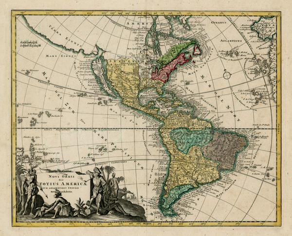 4-Western Hemisphere, South America and America Map By Johann Christoph Weigel