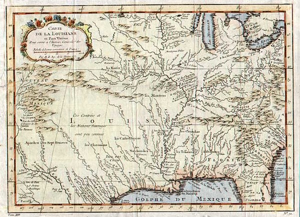 85-South, Midwest, Plains and Southwest Map By Jacques Nicolas Bellin