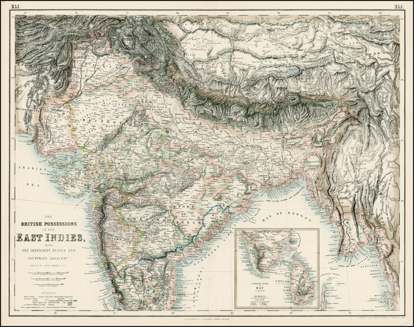 57-India and Central Asia & Caucasus Map By Archibald Fullarton & Co.