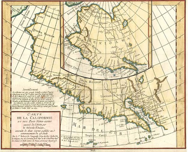 58-Southwest, Alaska and California Map By Denis Diderot / Didier Robert de Vaugondy