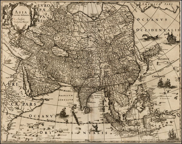 77-Asia and Asia Map By Willem Janszoon Blaeu