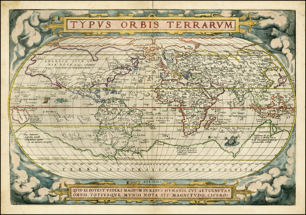 100-World and World Map By Abraham Ortelius