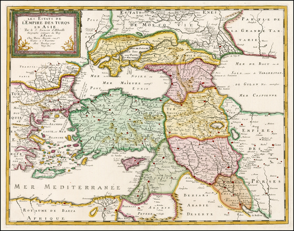 23-Turkey, Mediterranean, Middle East and Turkey & Asia Minor Map By Nicolas Sanson