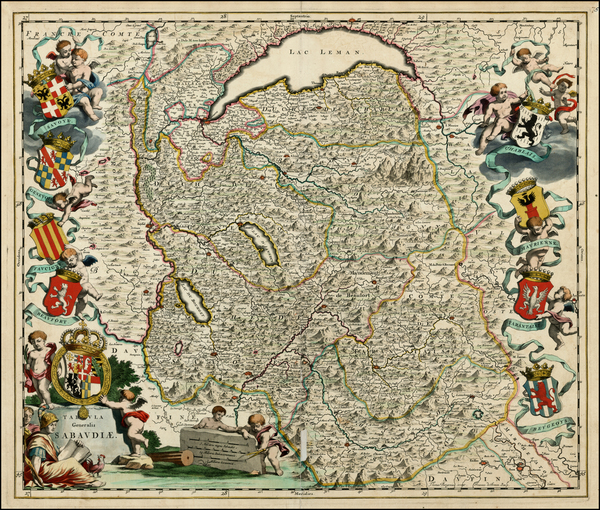 69-Switzerland, France and Italy Map By Johannes Blaeu